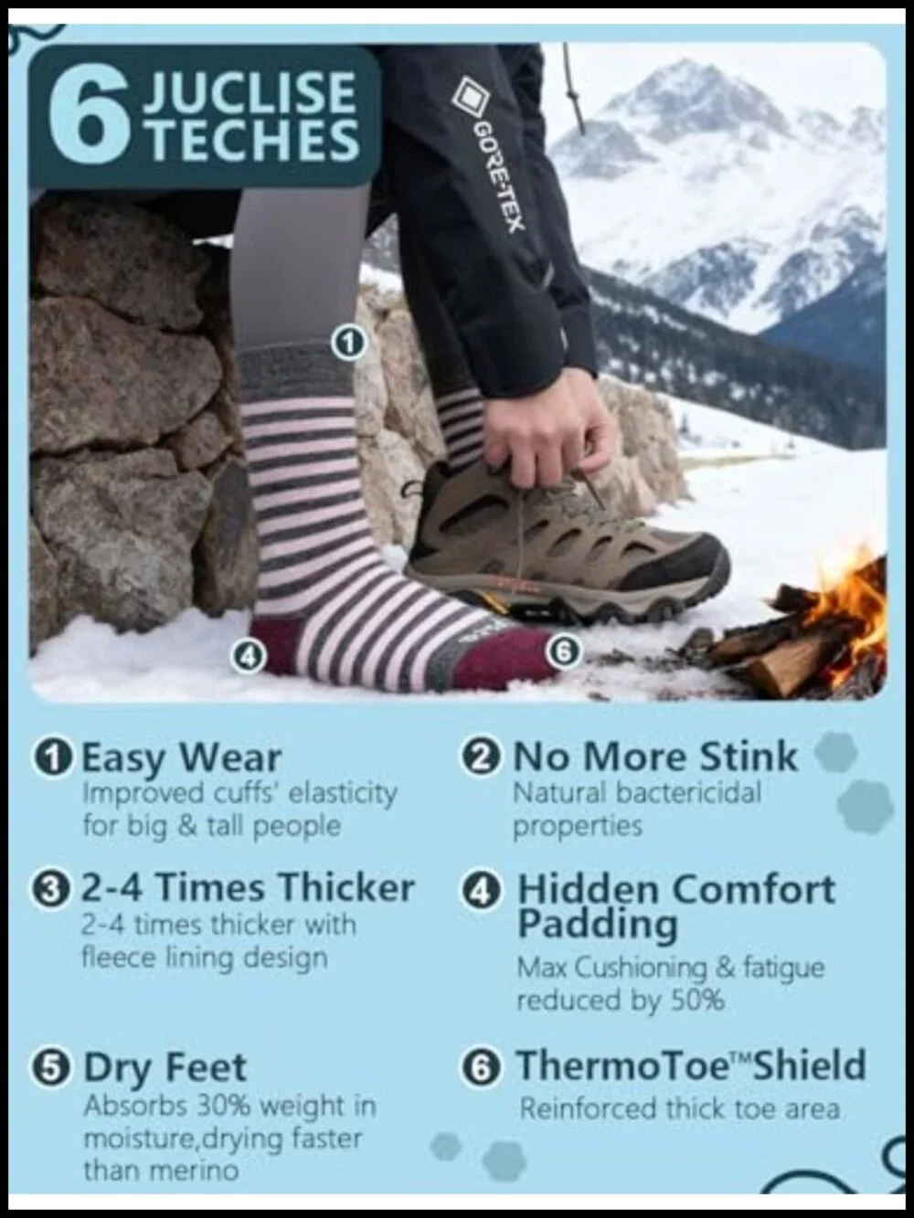 Alpaca Wool Heavyweight Crew Socks 2-Pack Thermal Winter Hiking